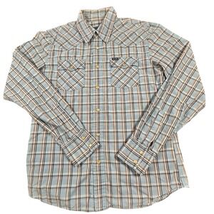 Hollister Western Men's Small Plaid Long‎ Sleeve Button Up Pearl Snap